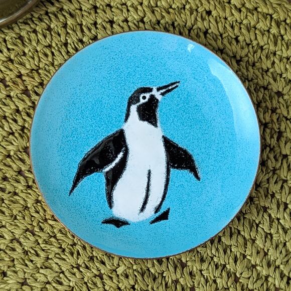 Annemarie Davidson Penguin Enamel Copper Plate MCM Art Vintage - Picture 5 of 13